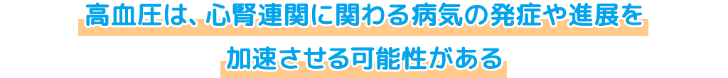 高血圧は、心腎連関に関わる病気の発症や進展を加速させる可能性がある