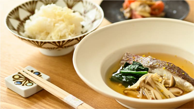 鯛と季節のきのこ達の蒸し煮 ご膳